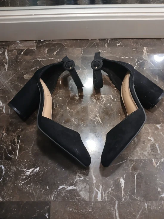 Classic Black Ankle-Strap Block Heels - Picture 3 of 10